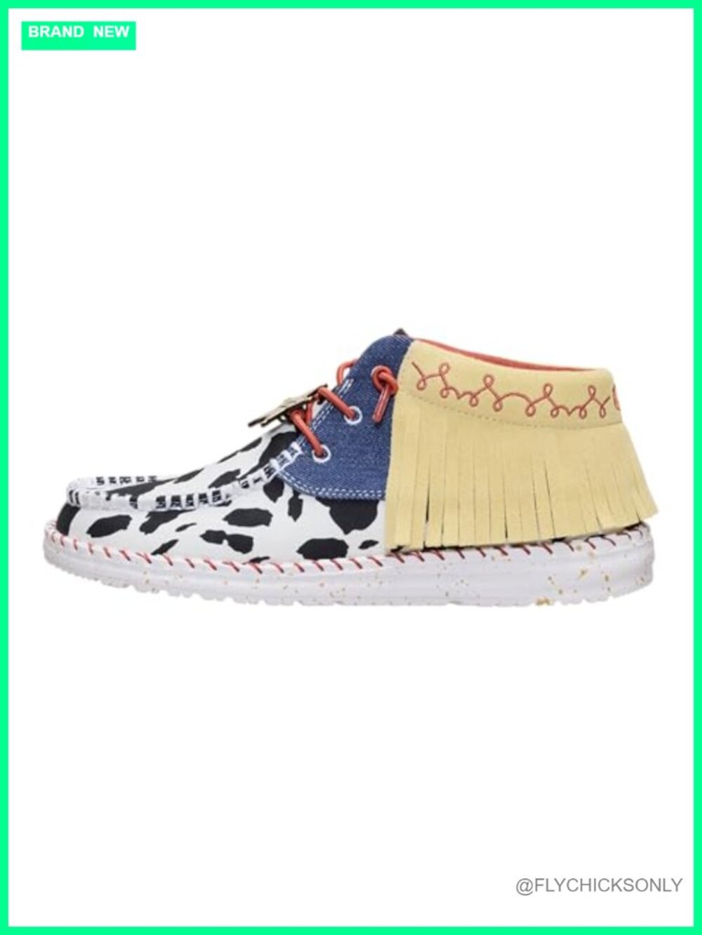 Wendy Mid Jessie Ankle Boots Cowprint Denim Suede Fringe Slip On